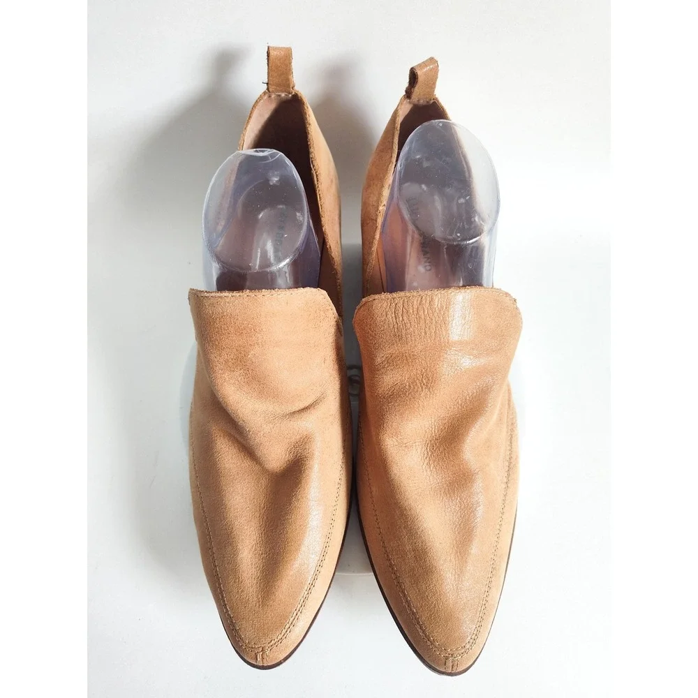 Lucky Brand Loafer Booties Flats 12 Leather Pointed Toe Tan Cutout Boho Western